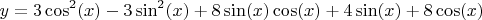 $$y=3\cos ^2 (x) - 3 \sin ^2 (x) + 8\sin(x)\cos(x) + 4 \sin(x) + 8 \cos(x)$$