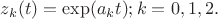 $z_k(t)=\exp(a_kt); k=0,1,2.$