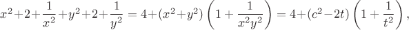 $x^2+2+\dfrac{1}{x^2}+y^2+2+\dfrac{1}{y^2}=4+(x^2+y^2)\left(1+\dfrac{1}{x^2y^2}\right)=4+(c^2-2t)\left(1+\dfrac{1}{t^2}\right),$