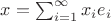 $x=\sum_{i=1}^\infty x_ie_i$
