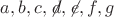 $a,b,c,\not{\!d},\not{\!e},f,g$