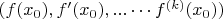 $(f(x_0),f'(x_0), ... \cdots  f^{(k)}(x_0))$