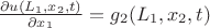 $\frac{\partial u (L_1,x_2,t) }{\partial x_1} = g_2 (L_1,x_2,t)$