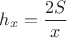 $h_x=\dfrac{2S}{x}$
