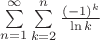 $\sum\limits_{n=1}^\infty  \sum\limits_{k=2}^{n}  \frac {(-1)^k} {\ln k} $