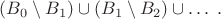 $(B_0\setminus B_1)\cup (B_1\setminus B_2)\cup \ldots\; .$