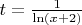 $t=\frac{1}{\ln(x+2)}$