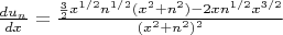 $\frac{du_n}{dx}=\frac{\frac{3}{2}x^{1/2}n^{1/2}(x^2+n^2)-2xn^{1/2}x^{3/2}}{(x^2+n^2)^2}$