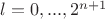$l=0,...,2^{n+1}$