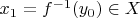 $x_1=f^{-1}(y_0)\in X$