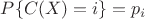$P\{C(X)=i\}=p_i$
