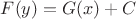 $F(y)=G(x)+C$