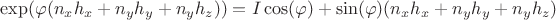 $\exp(\varphi(n_{x}h_{x}+n_{y}h_{y}+n_{y}h_{z}))=I\cos(\varphi)+\sin(\varphi)(n_{x}h_{x}+n_{y}h_{y}+n_{y}h_{z})$