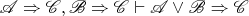 $\mathscr A \Rightarrow \mathscr C, \mathscr B \Rightarrow \mathscr C \vdash \mathscr A \vee \mathscr B \Rightarrow \mathscr C$