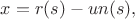$x=r(s)-u n(s),$