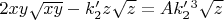 $2xy\sqrt{xy}-k'_2z\sqrt{z}=Ak'_2^3\sqrt{z}$