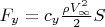 $F_y=c_y \frac{\rho V^2_{\infty}}{2} S$