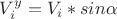 $V_i^y = V_i * sin \alpha$