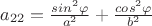 $a_{22} = \frac{sin^2\varphi}{a^2}+\frac{cos^2\varphi}{b^2}$