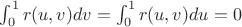 $\int_0^1 r (u, v) dv = \int_0^1 r (u, v) du = 0$