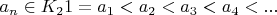 $a_n \in K_2 \leftrightlongarrow 1=a_1 <a_2 < a_3 < a_4 < ...$