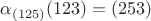 $\alpha_{(125)}(123)=(253)$