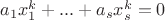 $a_1x_1^k+...+a_sx_s^k=0$
