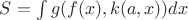 $S= \int g(f(x),k(a,x))dx$