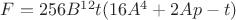 $F = 256 B^{12} t (16 A^4 + 2 A p - t)$ $F = 256 B^{12} t (16 A^4 + 2 A p - t)$