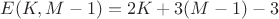 $E(K, M - 1) = 2K + 3(M - 1) - 3$ $E(K, M - 1) = 2K + 3(M - 1) - 3$