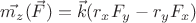$\vec{m_z}(\vec{F})=\vec{k}(r_xF_y-r_yF_x)$