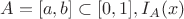 $A=[a, b] \subset [0, 1], I_A(x)$