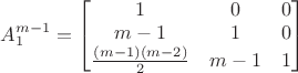 $A_1^{m-1} = \begin{bmatrix}1 & 0 & 0 \\m-1 & 1 & 0 \\\frac{(m-1)(m-2)}2 & m-1 & 1\end{bmatrix}$