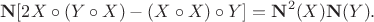 $$
{\bf N}[2X\circ(Y\circ X)-(X\circ X)\circ Y]={\bf N}^2(X){\bf N}(Y).
$$