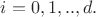 $i=0,1,..,d.$