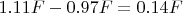 $1.11 F-0.97 F=0.14 F$