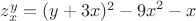 $z^y_x={(y+3x)^2}-{9x}^2-x$