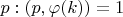 $p: (p, \varphi(k))=1$