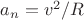 $a_{n}=v^2/R$