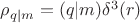 $\rho_{q|m} = (q|m)\delta^3(r)$