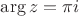$\arg z = \pi i$