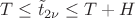 $T\le \tilde{t}_{2\nu}\le T+H$