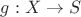 $g: X\rightarrow S$