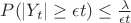 $P(|Y_t| \ge \epsilon t) \le \frac{\lambda}{\epsilon t}$