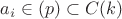 $a_i\in (p)\subset C(k)$