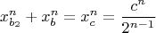 $$x_{b_2}^n+x_b^n=x_c^n=\frac{c^n}{2^{n-1}}