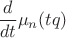 $\dfrac d {dt}\mu_n(tq)$