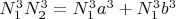 $N_1^3N_2^3=N_1^3a^3+N_1^3b^3$