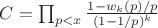 $C=\prod_{p<x}\frac {1-w_k(p)/p} {(1-1/p)^k}$