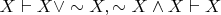 $X \vdash X \vee \sim X, \sim X \wedge X \vdash X$
